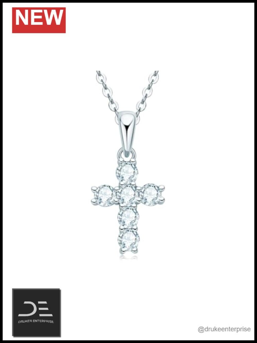 Sterling Silver Moissanite Cross Pendant Necklace Dainty Jewelry Gift Women